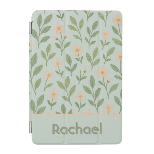 Sweet pink flowers monogram  iPad mini cover (Front)