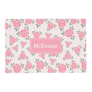 Sweet Pink Flowers Pattern Personalized Placemat
