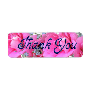 Sweet Pink Flowers Thank You Stickers - Labels