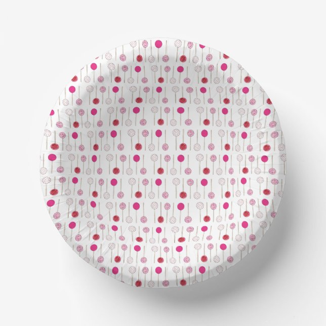 Sweet Pink Frosted Cake Pops Bakery Birthday Party Paper Bowls (Front)