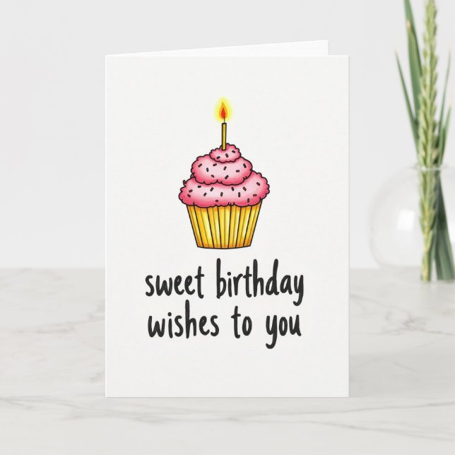 Sweet Pink Frosted Cupcake Card (Front)