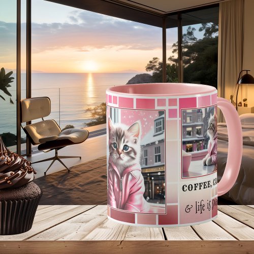 Sweet Pink Funny Cat Coffee Mug