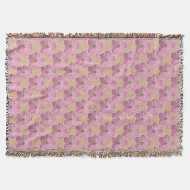 Sweet Pink Garden Flowers on Custom Color Throw Blanket (Front)