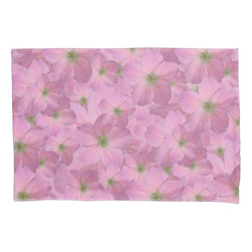 Sweet Pink Garden Flowers Pattern Pillow Case