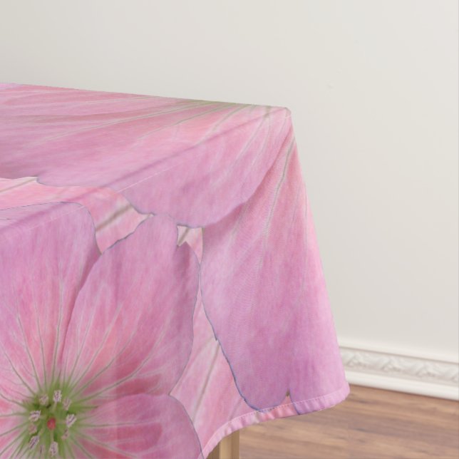 Sweet Pink Garden Flowers Pattern Tablecloth (In Situ)