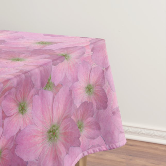 Sweet Pink Garden Flowers Pattern Tablecloth (In Situ)