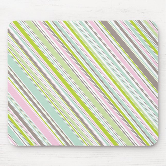 Sweet Pink Garden Stripes Fun Pattern Mousepad (Front)