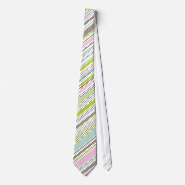Sweet Pink Garden Stripes Tie (Front)