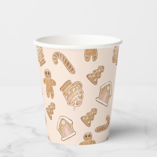 Sweet Pink Gingerbread Christmas pattern Paper Cups