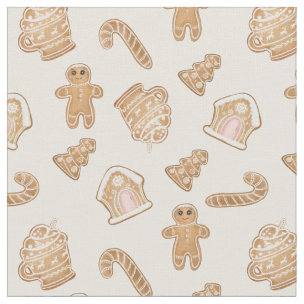 Gingerbread Christmas holiday Cookie Seamless Fabric | Zazzle