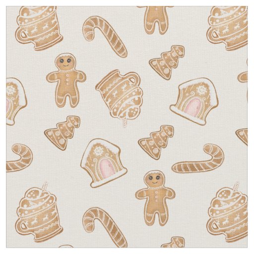 Sweet Pink Gingerbread Christmas seamless pattern Fabric