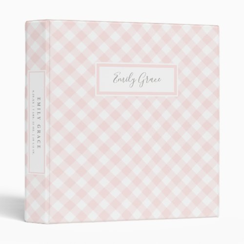 Sweet Pink Gingham Baby Photo Book  3 Ring Binder