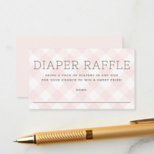 Sweet Pink Gingham Diaper Raffle Girl Baby Shower Enclosure Card