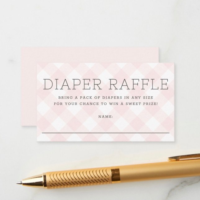 Sweet Pink Gingham Diaper Raffle Girl Baby Shower  Enclosure Card (Creator Uploaded)