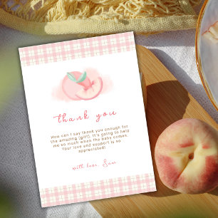Sweet Pink Gingham Peach Baby Shower Thank You Card