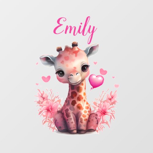 Sweet Pink Giraffe  Wall Decal