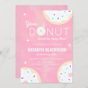 Sweet Pink Girl Birthday - Donut Miss This Party! Invitation