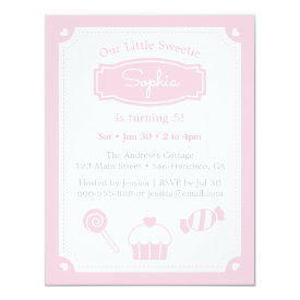 Sweet Pink Girls Birthday Party Invitations