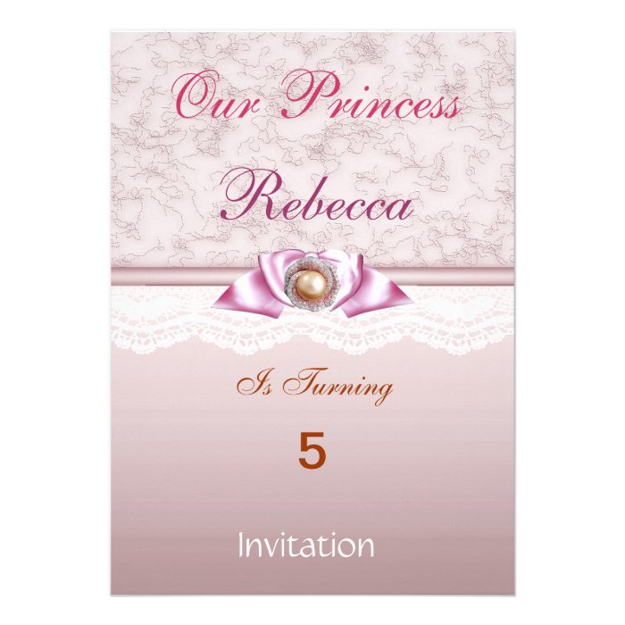 Sweet Pink Girls Princess Birthday Party Custom Invitations