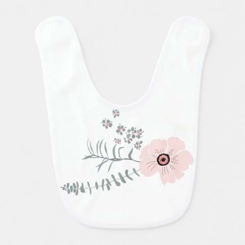 Sweet Pink Gray Flower Design Baby Bib