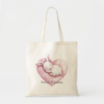 Sweet Pink Heart Bunny Heart Pillow Tote Bag