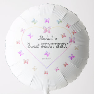 sweet Pink Heart Butterflies Sweet 16 Birthday  Balloon