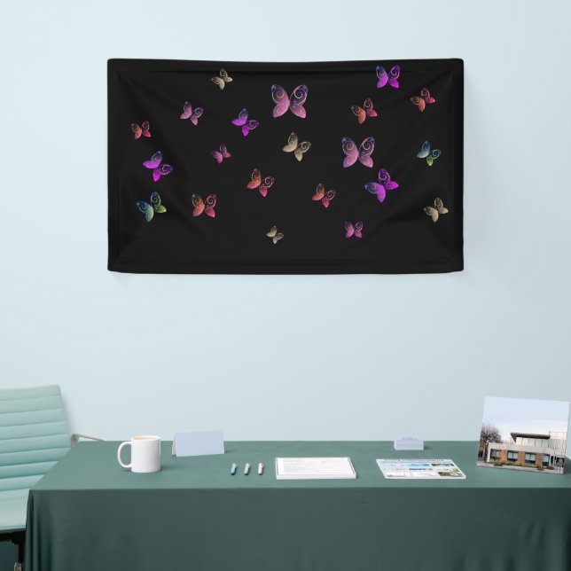 sweet Pink Heart Butterflies Sweet 16 Birthday  Banner (Tradeshow)