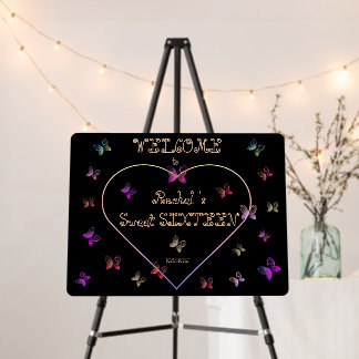 sweet Pink Heart Butterflies Sweet 16 Birthday Foam Board
