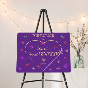 sweet Pink Heart Butterflies Sweet 16 Birthday Foam Board
