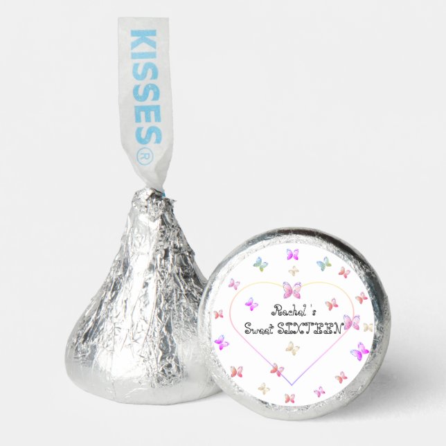 sweet Pink Heart Butterflies Sweet 16 Birthday  Hershey®'s Kisses® (Front)
