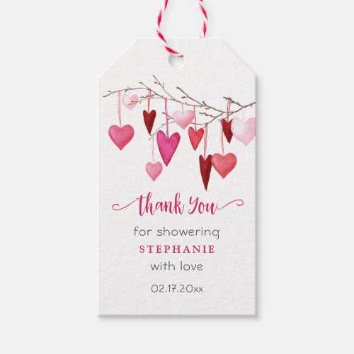 Sweet Pink Hearts Baby Shower Thank You Gift Tags