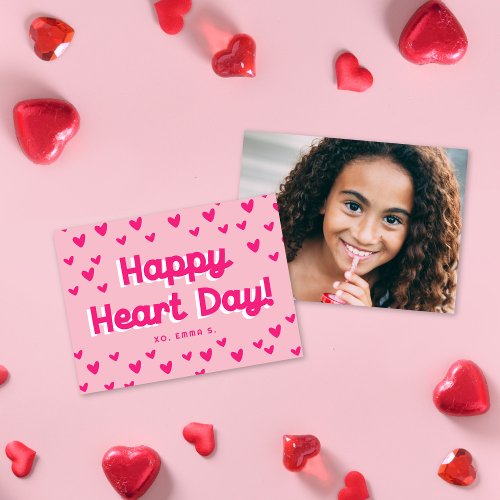 Sweet Pink Hearts Classroom Valentines Photo Card