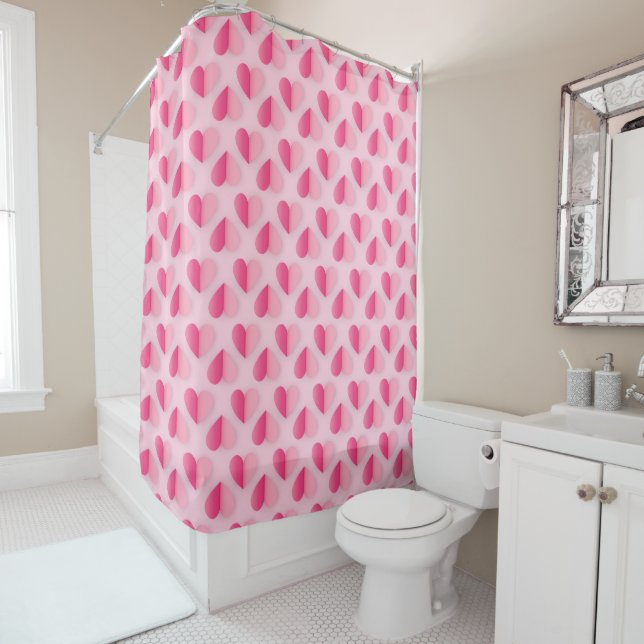 Sweet Pink Hearts Hot Pink Pattern Girly  Shower Curtain (In Situ)