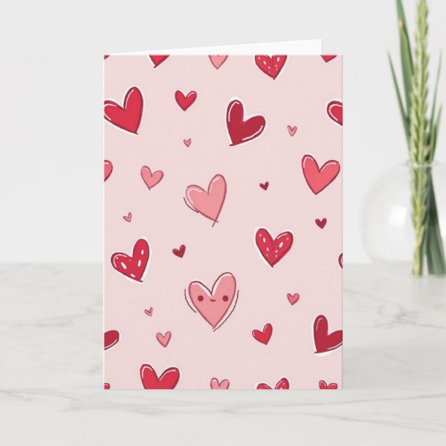 Sweet Pink Hearts Love Card (Front)