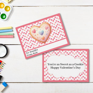 Sweet Pink Hearts Mini Classroom Valentine's Day Note Card