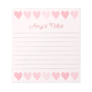 Sweet Pink Hearts Notepad