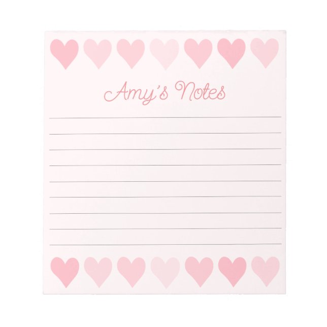 Sweet Pink Hearts Notepad (Front)