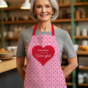 Sweet Pink Hearts Personalized Valentine Gift   Apron