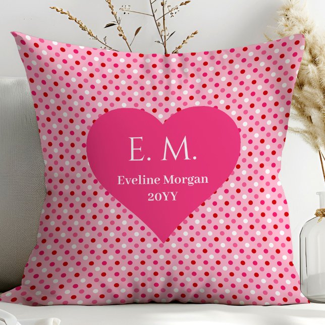Sweet Pink Hearts Personalized Valentine Gift Her Throw Pillow (Sweet Pink Hearts Personalized Valentine Gift Her Throw Pillow)