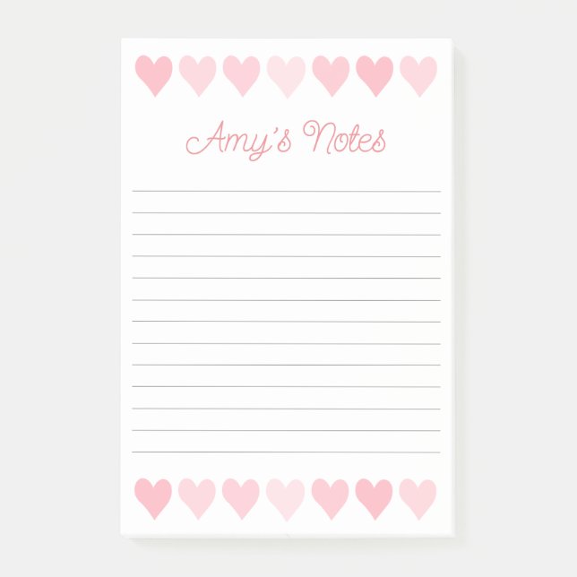 Sweet Pink Hearts Post-it Notes (Front)