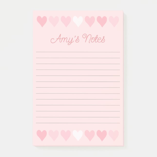 Sweet Pink Hearts Post-it Notes (Front)