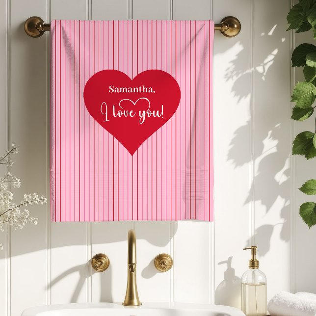 Sweet Pink Hearts Valentine Bath Towel Girlfriend (Sweet Pink Hearts Valentine Bath Towel Girlfriend)