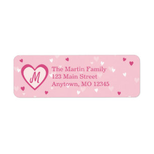 Sweet Pink Hearts Valentine Return Address Label
