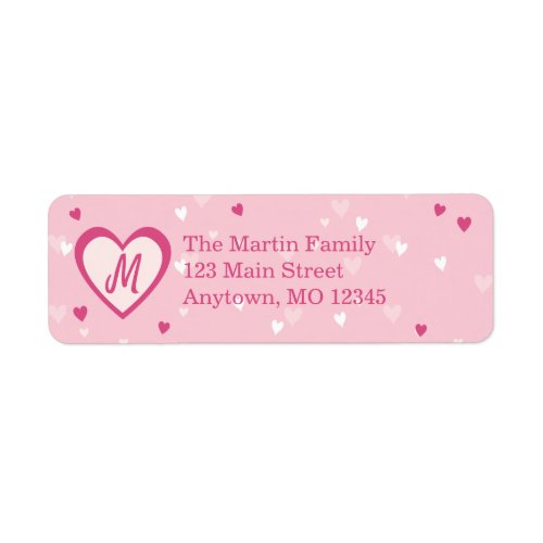 Sweet Pink Hearts Valentine Return Address Label