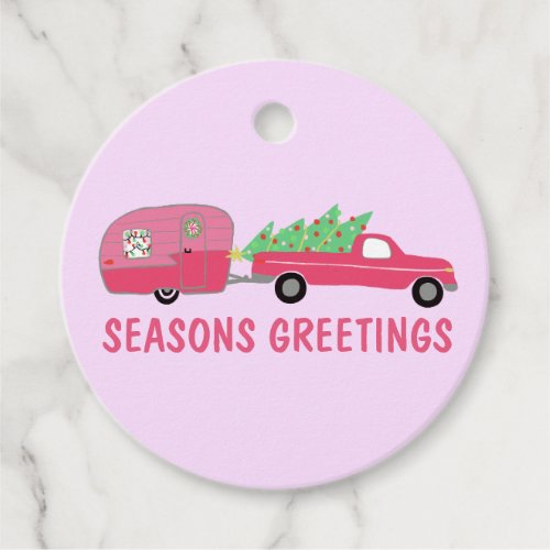 Sweet Pink Holiday Truck RV Camper Christmas Gift  Favor Tags