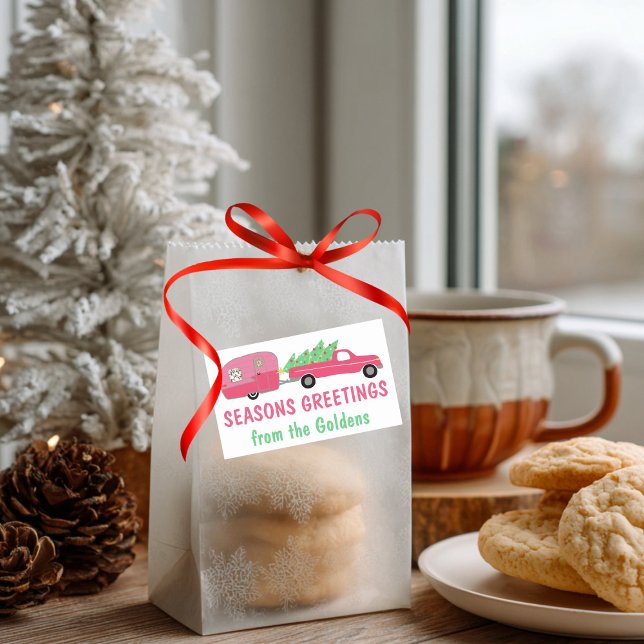 Sweet Pink Holiday Truck RV Camper Christmas Gift Rectangular Sticker (Sweet Pink Holiday Truck RV Camper Christmas Gift Rectangular Sticker
)