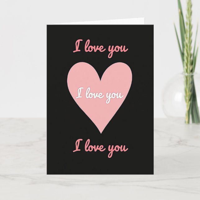 Sweet Pink I Love You Heart Card (Front)