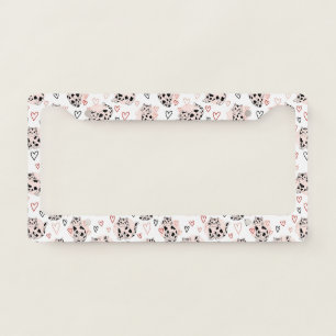 Sweet Pink Kawaii Cats & Hearts Pattern (4) License Plate Frame