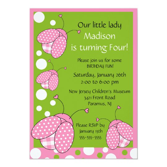 Pink Ladybug Invitations 7