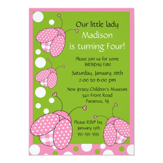 sweet pink ladybug birthday invitation zazzle com pink ladybug invitation
